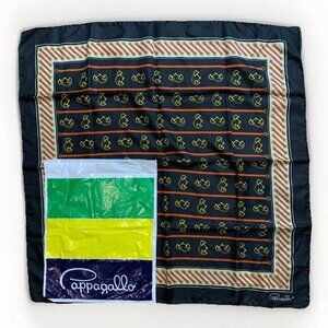 Pappagallo Scarf Blue Yellow Bridle 32” X 32” Made In Italy - Polyester